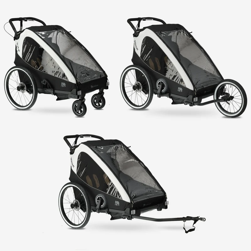 Remorque vélo de luxe V2 - Poussette de randonnée - Poussette de course Cream