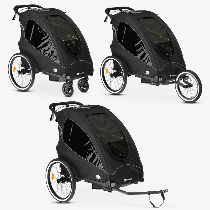 Remorque à vélo de luxe 3-en-1 : poussette et poussette de jogging - 1 place