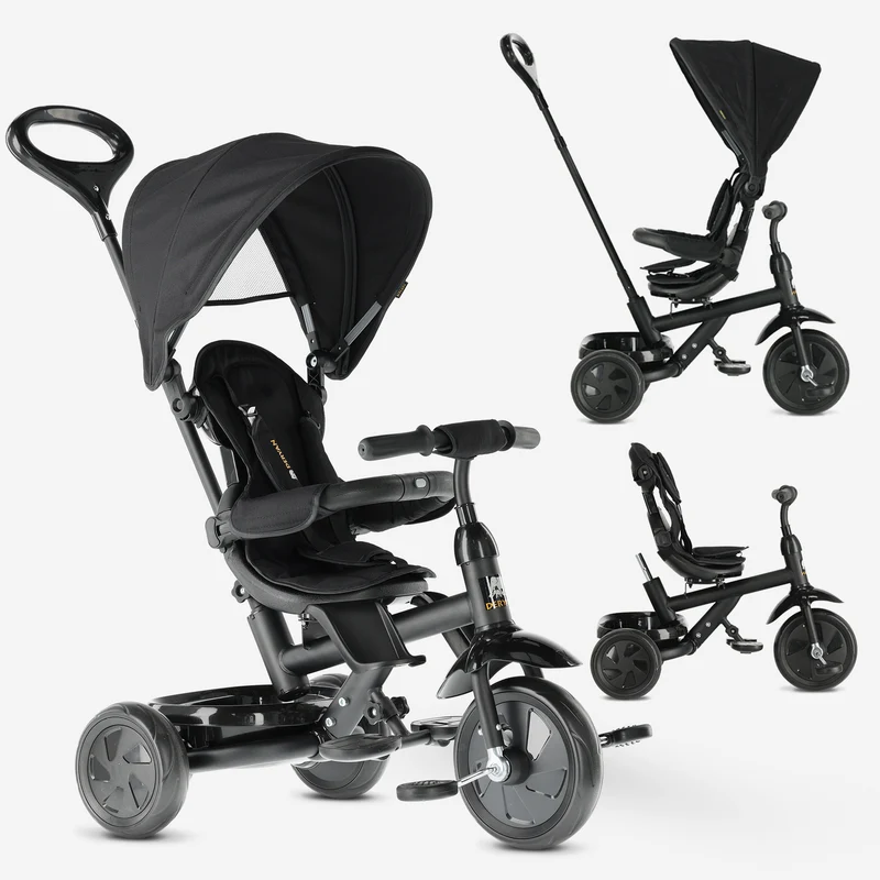 Tricycle Adventurer avec barre de poussée Noir