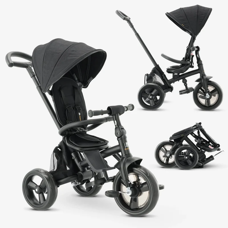Explorer Luxe Tricycle avec barre de poussée - Pliable avec panier noir