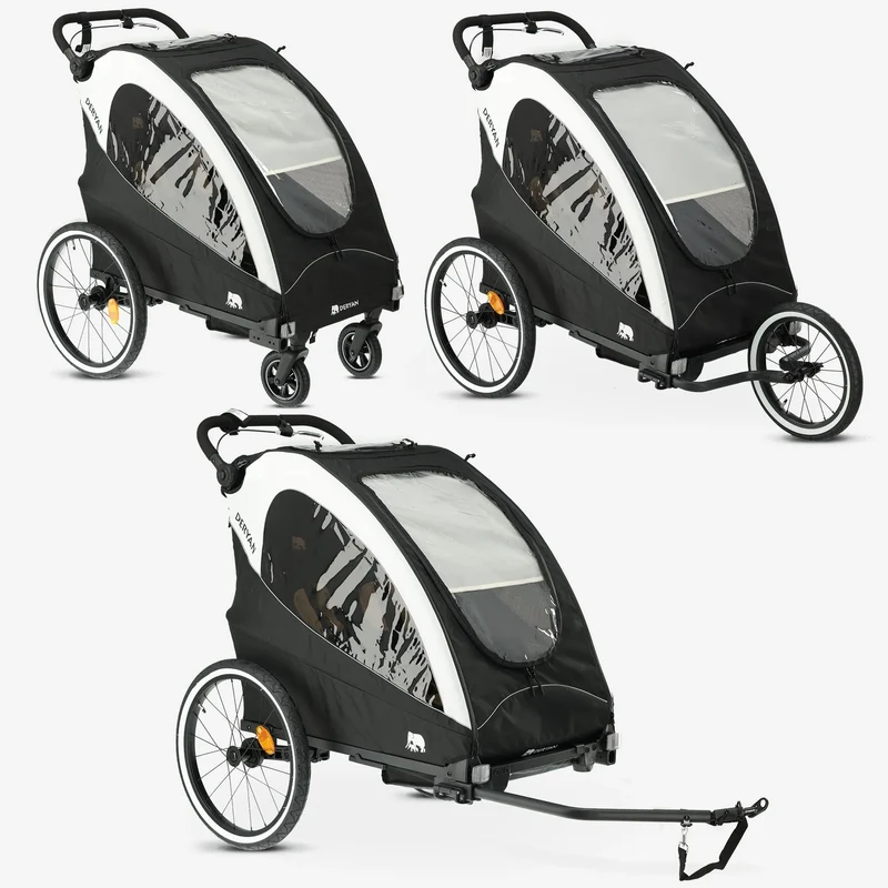 Remorque à vélo de luxe 3-en-1 : poussette et poussette de jogging - Noir/Crème