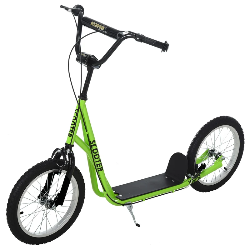 Trottinette pour enfants de 5 ans et plus, avec guidon réglable et double frein (avant et arrière), vert clair