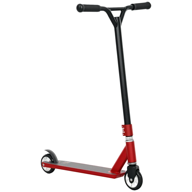 Trottinette freestyle pour débutants, rotation à 360° avec plateau en aluminium léger et roulements ABEC 7, pour les 14 ans et plus, rouge