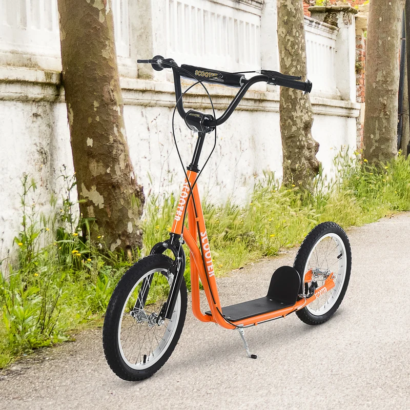Trottinette pour enfants 5+ avec guidon réglable à double freins avant et arrière, orange