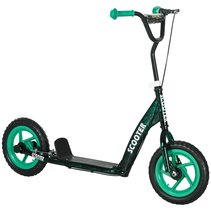 Trottinette pour enfants avec guidon réglable, plateau antidérapant, frein arrière et béquille – Vert