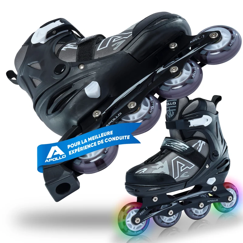 Champion rollers adultes/enfants à pointure réglable - Noir