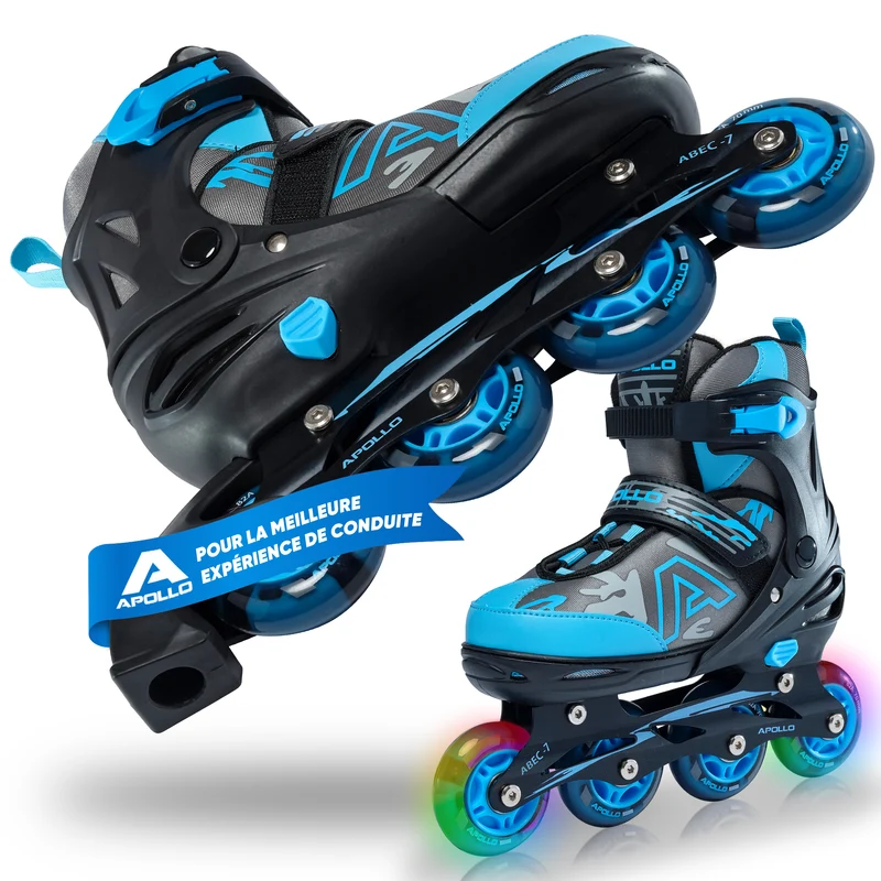 Champion rollers adultes/enfants à pointure réglable - Bleu