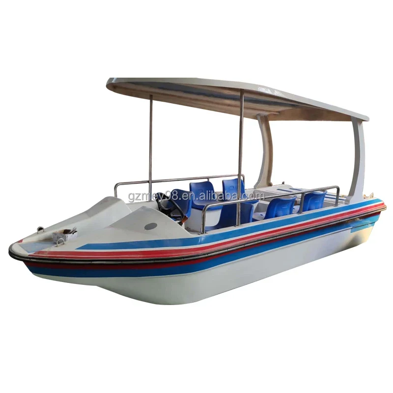 Bateau électrique solaire en fibre de verre, 6-8 passagers, écologique