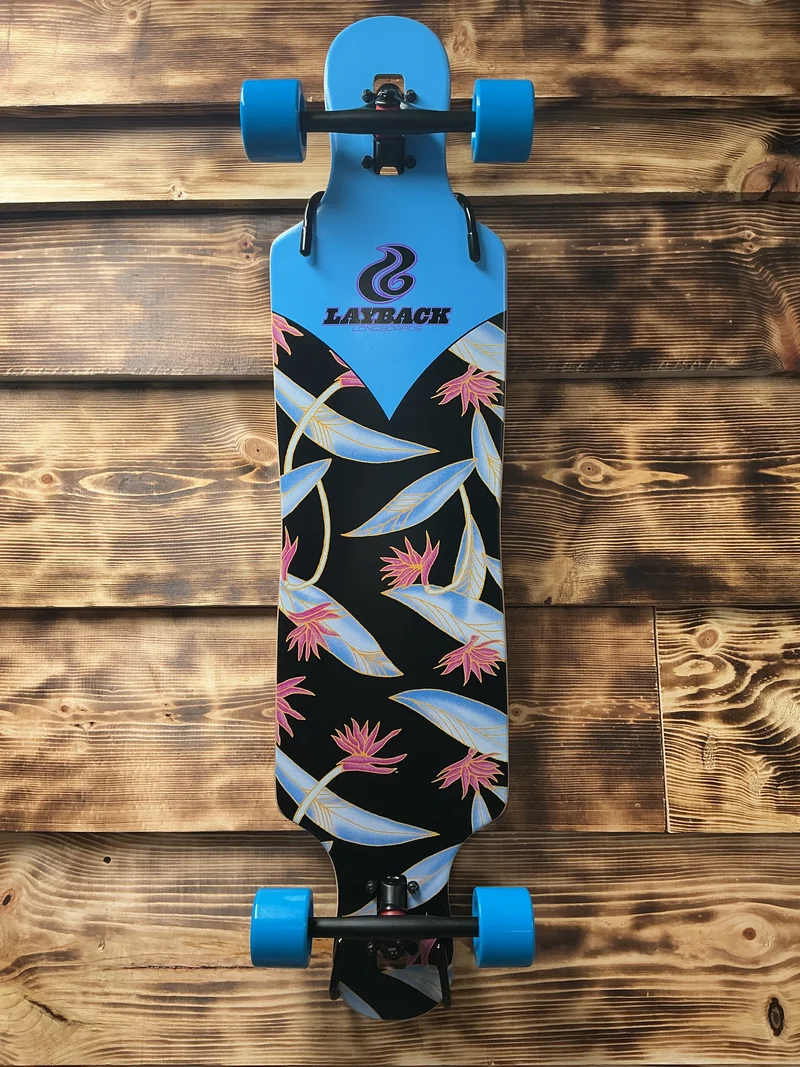 Layback Paradise Drop Through Blue Longboard