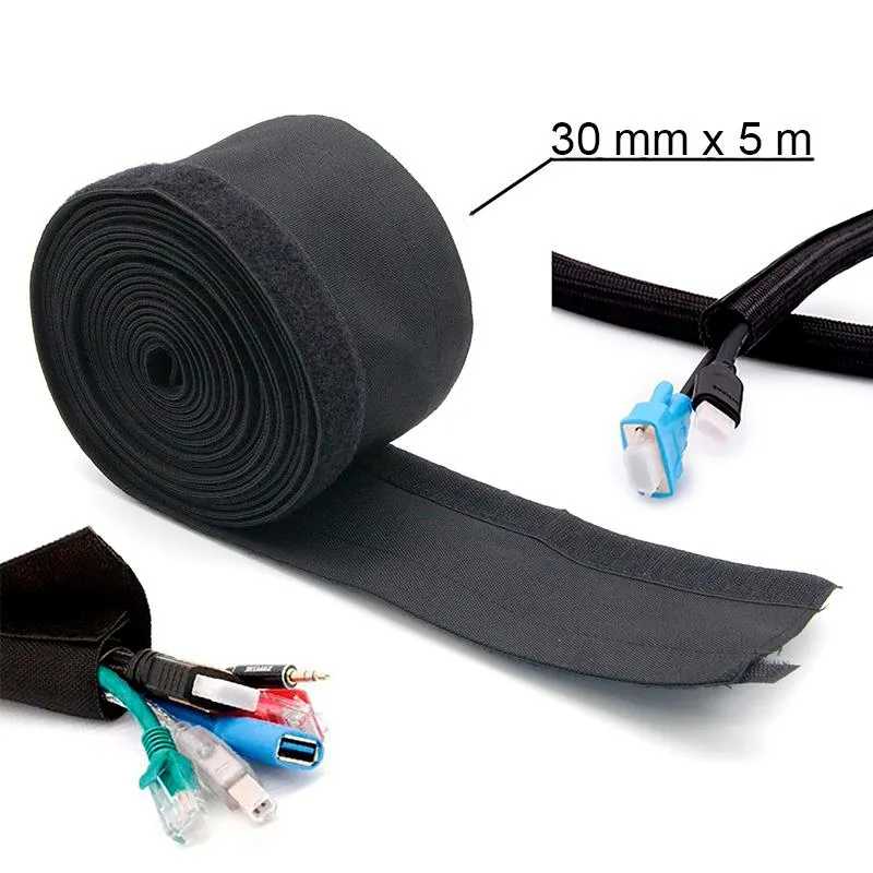 Gaine protège câbles en tissu 5M - 30mm diamètre