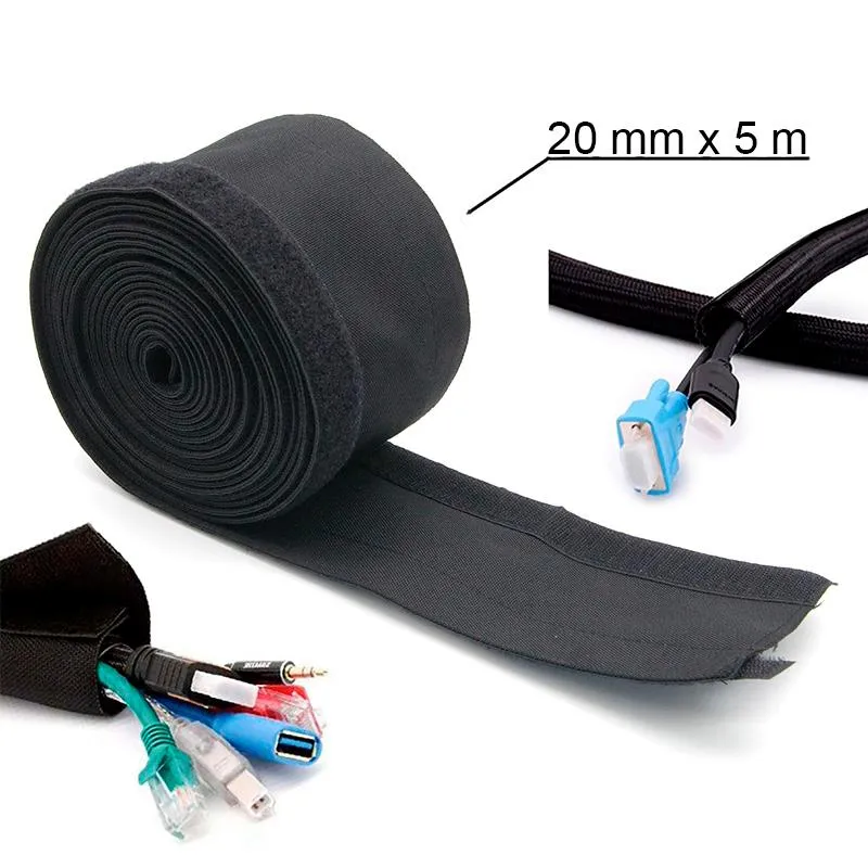Gaine protège câbles en tissu 5M - 20mm diamètre