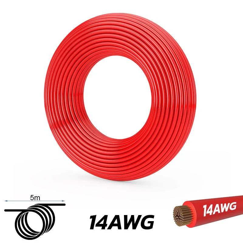 Câble rouge 14 AWG - 5M