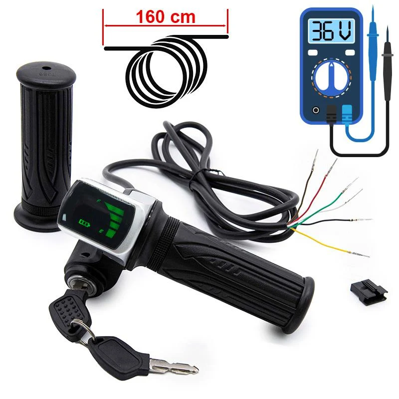 Accélérateur avec indicateur de batterie et clé (36V/48V) - Connecteur SM