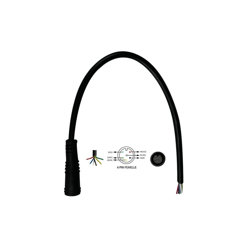 Câble Connecteur Étanche 6 Pins Male pour Trottinette Électrique