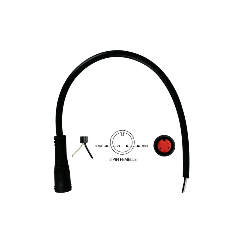 Câble Connecteur Étanche 2 Pins Femelle pour Trottinette Électrique