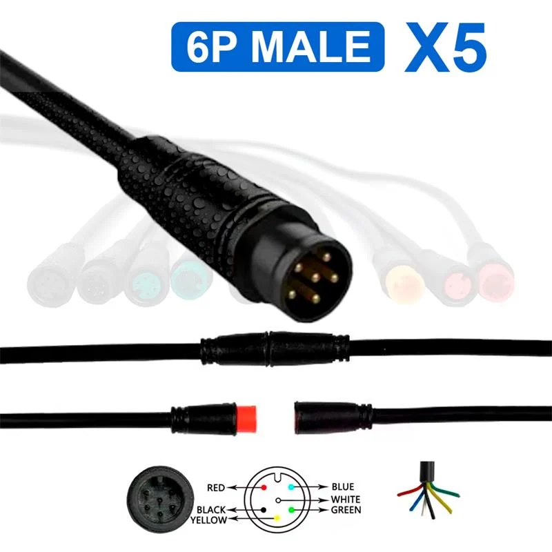 Connecteur étanche 8mm 6 broches - 5M