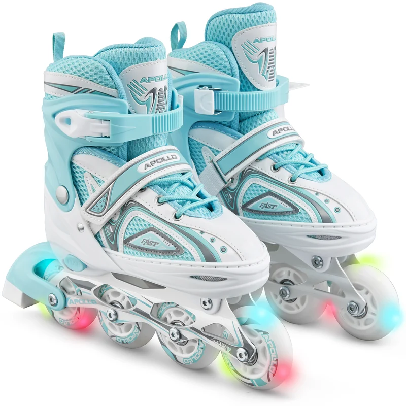 Super Blades X Pro - Rollers avec roues à LED illuminées - blanc/turquoise