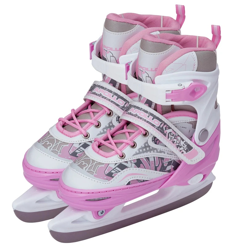 Patins à glace femme X Pro - pointure ajustable - Blanc/Rose
