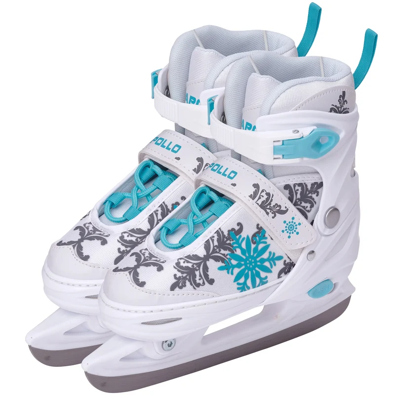 Patins à glace femme X Pro - pointure ajustable - Blanc/Menthe