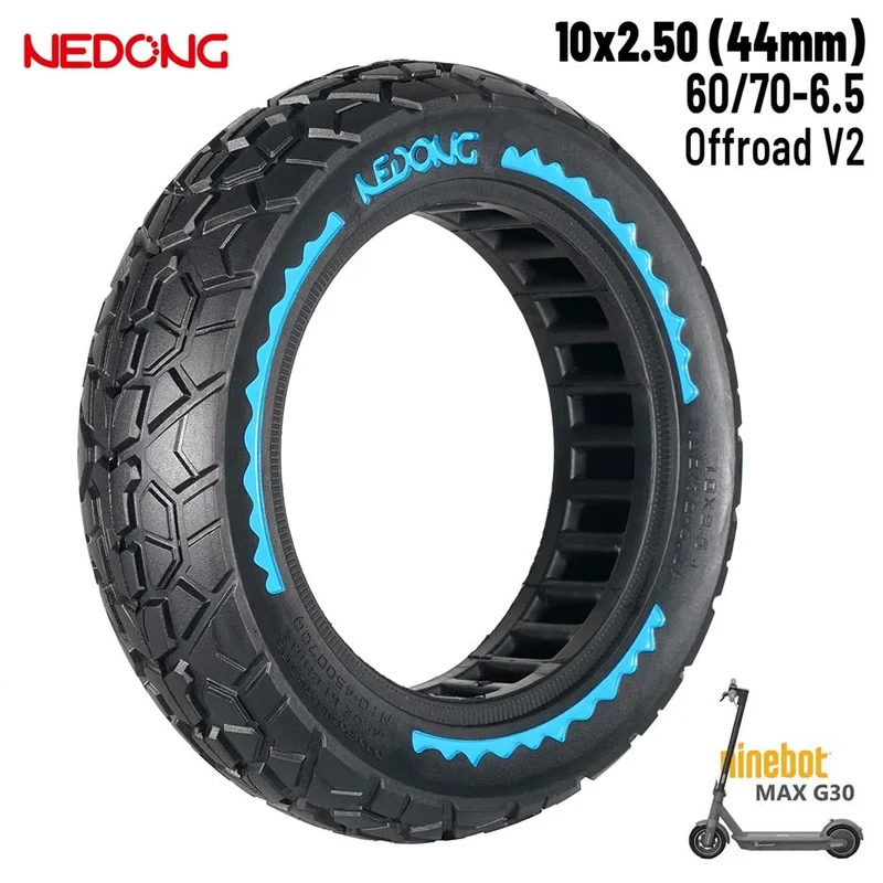 Pneu plein bleu 10×2,5-6,5 – Tout-terrain 44 mm Nedong