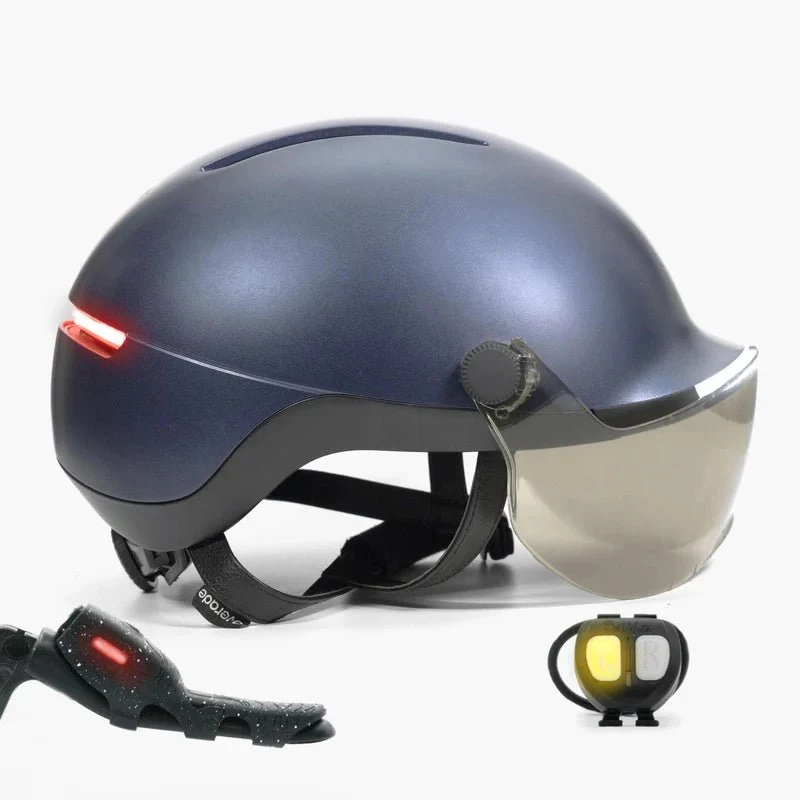 Casque OVERADE LIFE Premium Deep Blue Avec Visière et Feu Stop