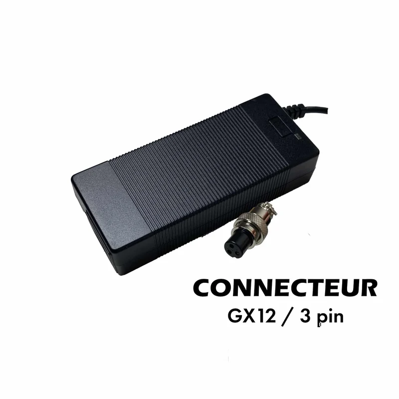 Chargeur 42V 3A Pour Batterie 36V (Connecteur GX12-3p)