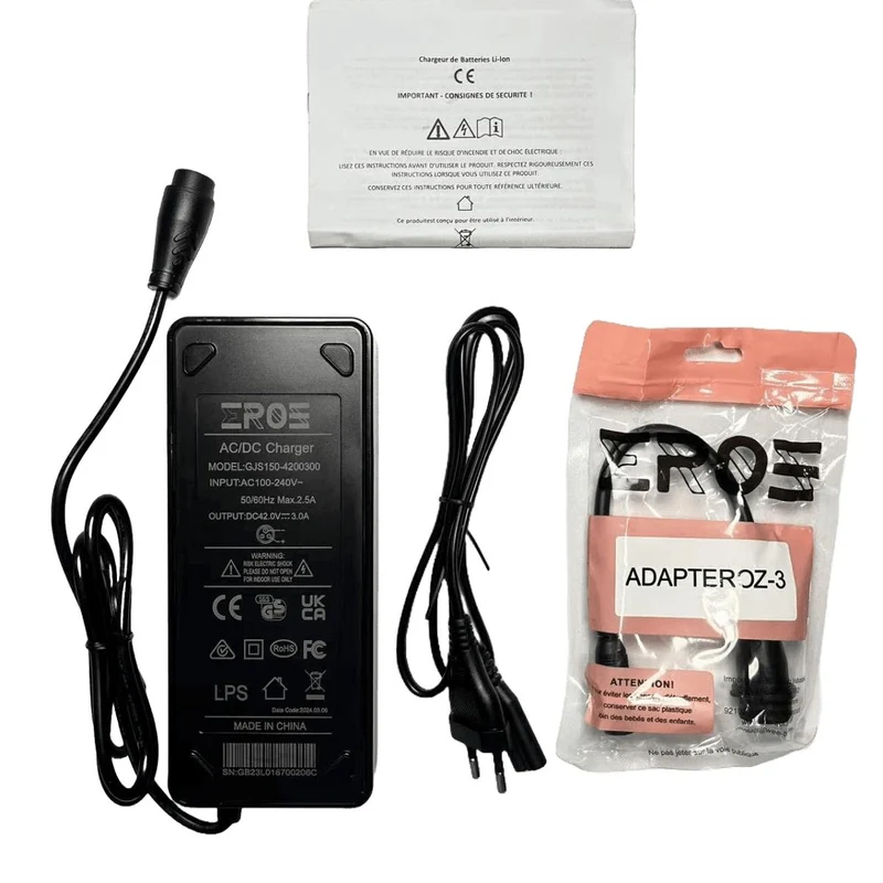 Chargeur Standard Universel de Trottinette Électrique pour Batterie 36V
